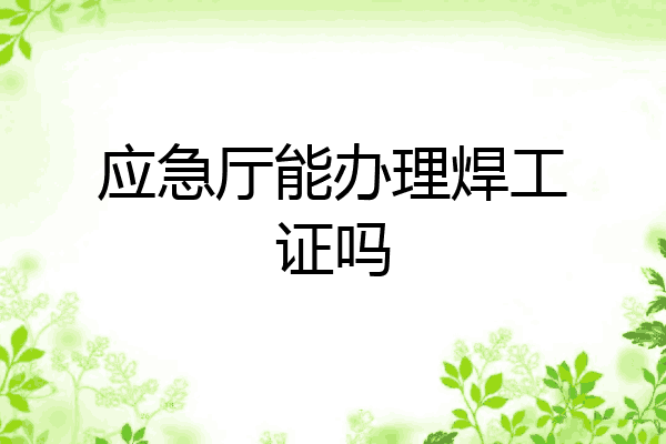 应急厅能办理焊工证吗
