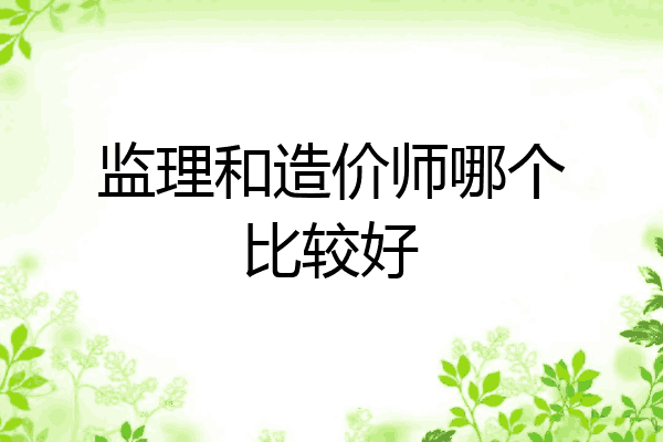 监理和造价师哪个比较好