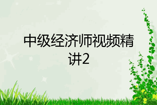 中级经济师视频精讲2