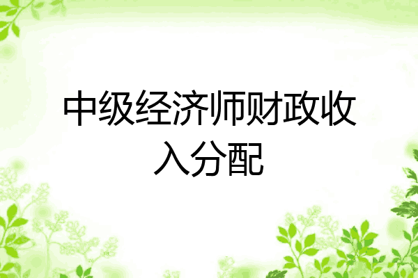 中级经济师财政收入分配