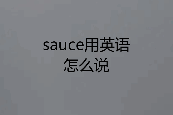 sauce用英语怎么说