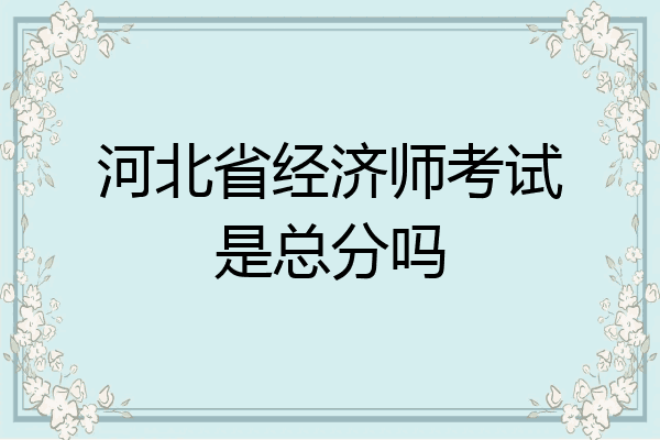 河北省经济师考试是总分吗