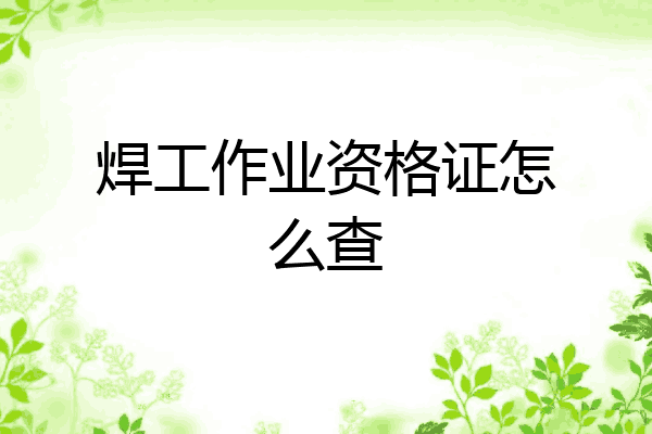 焊工作业资格证怎么查