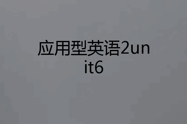 应用型英语2unit6