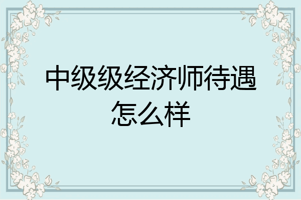 中级级经济师待遇怎么样