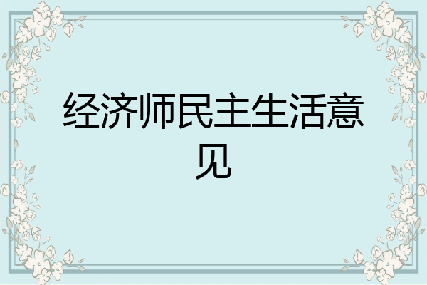 经济师民主生活意见