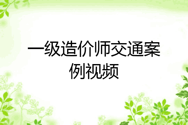 一级造价师交通案例视频