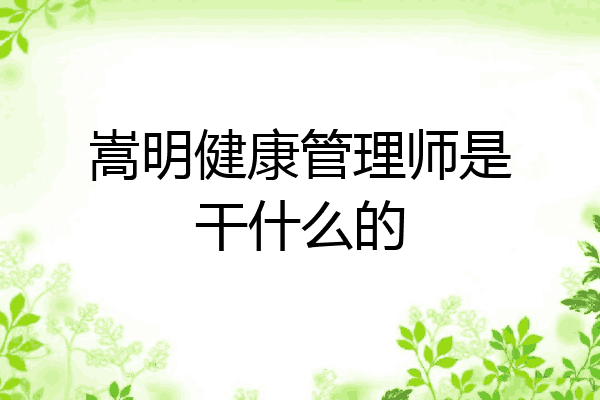 嵩明健康管理师是干什么的