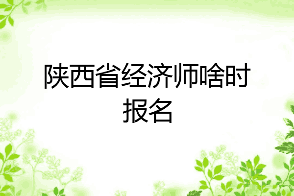 陕西省经济师啥时报名