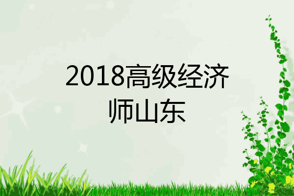 2018高级经济师山东