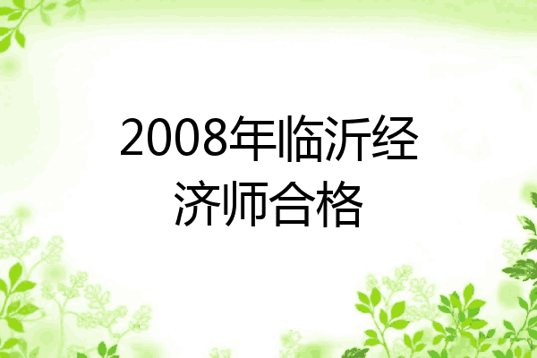2008年临沂经济师合格