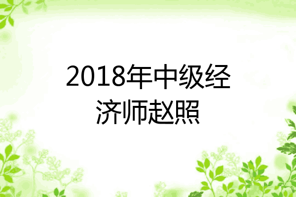 2018年中级经济师赵照
