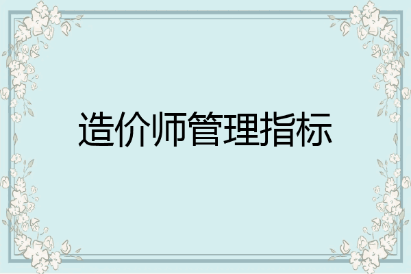 造价师管理指标