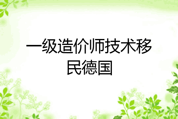 一级造价师技术移民德国
