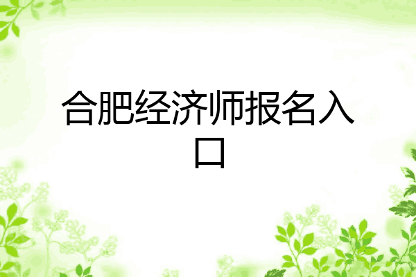 合肥经济师报名入口