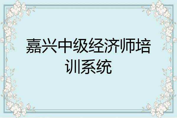 嘉兴中级经济师培训系统