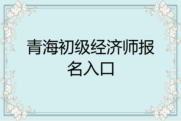 青海初级经济师报名入口