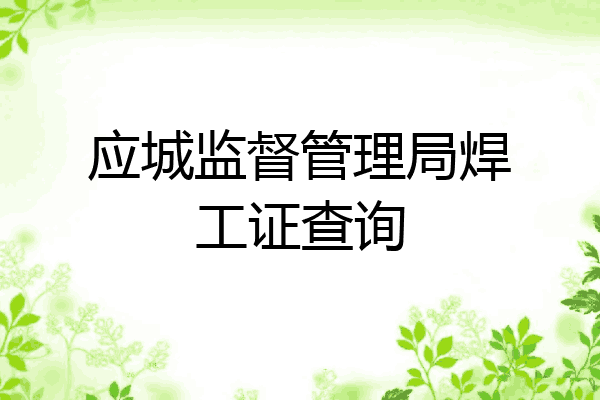 应城监督管理局焊工证查询