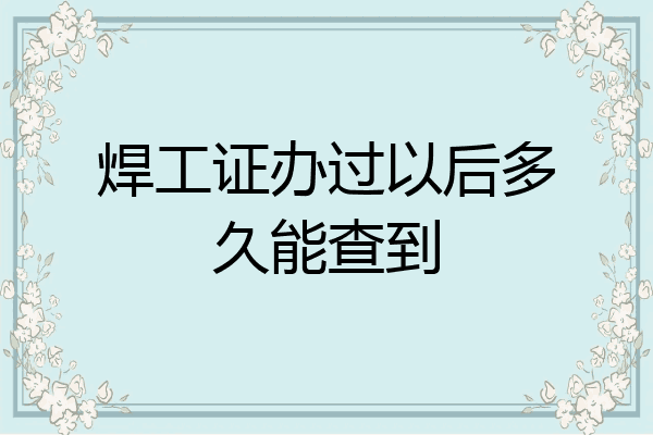 焊工证办过以后多久能查到