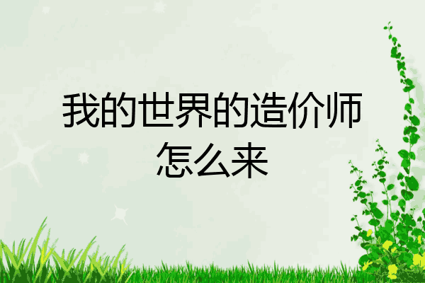 我的世界的造价师怎么来