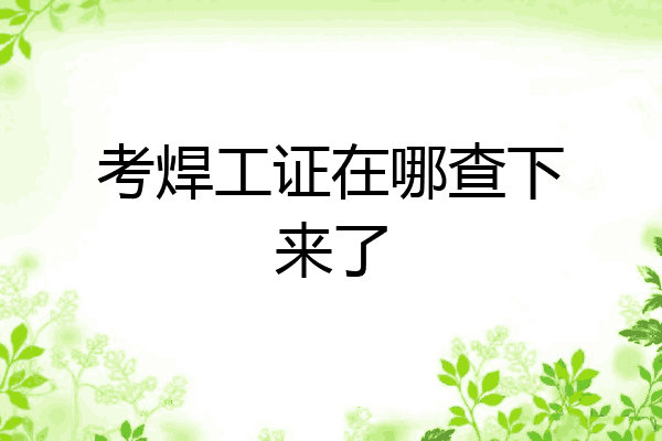 考焊工证在哪查下来了