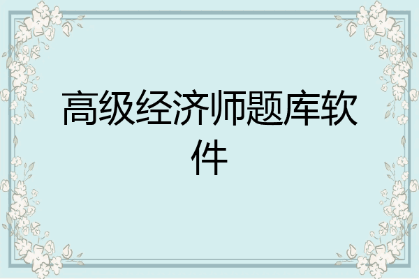 高级经济师题库软件
