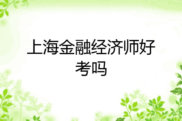 上海金融经济师好考吗