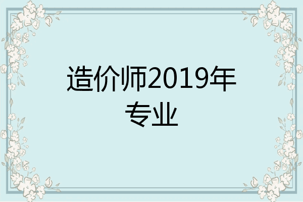 造价师2019年专业