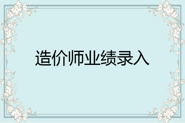 造价师业绩录入