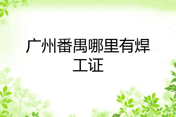 广州番禺哪里有焊工证