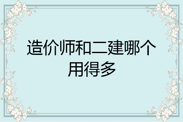 造价师和二建哪个用得多