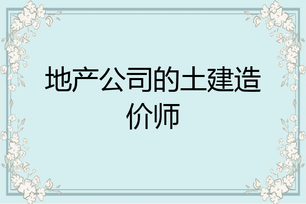 地产公司的土建造价师