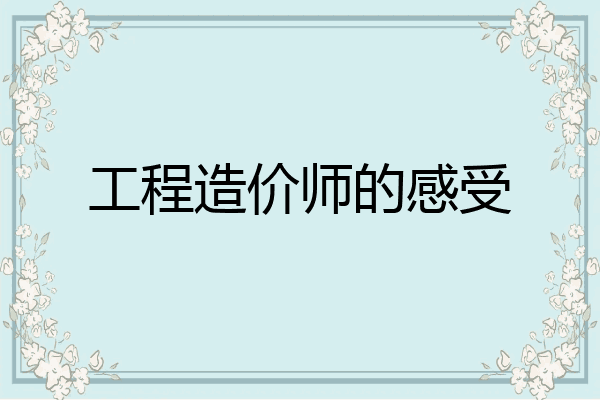 工程造价师的感受