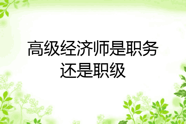 高级经济师是职务还是职级