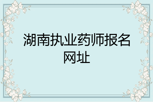 湖南执业药师报名网址