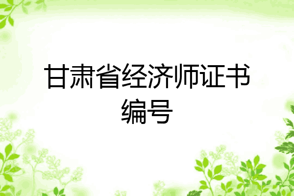 甘肃省经济师证书编号