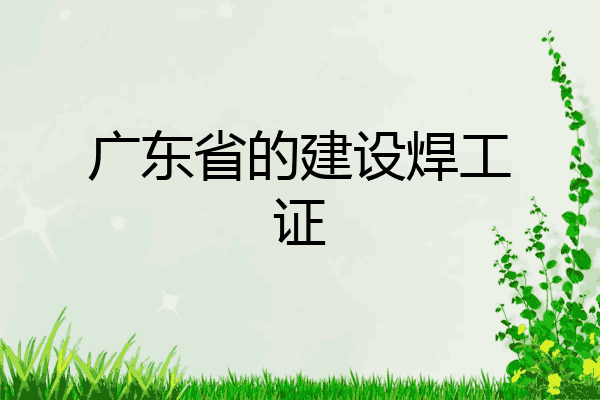 广东省的建设焊工证