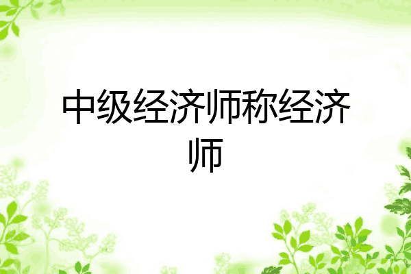 中级经济师称经济师