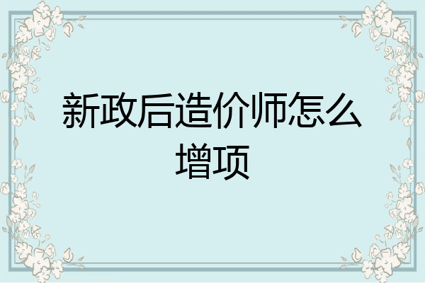 新政后造价师怎么增项