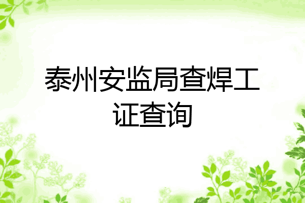 泰州安监局查焊工证查询