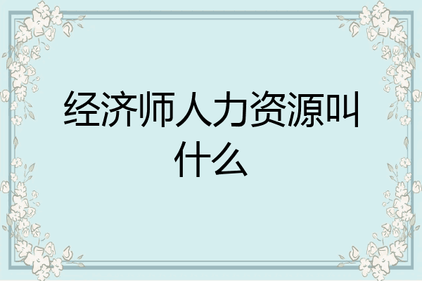 经济师人力资源叫什么