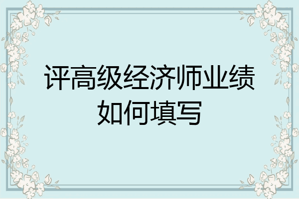 评高级经济师业绩如何填写