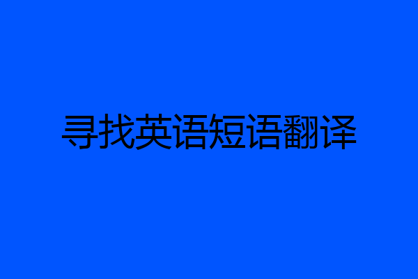 寻找英语短语翻译