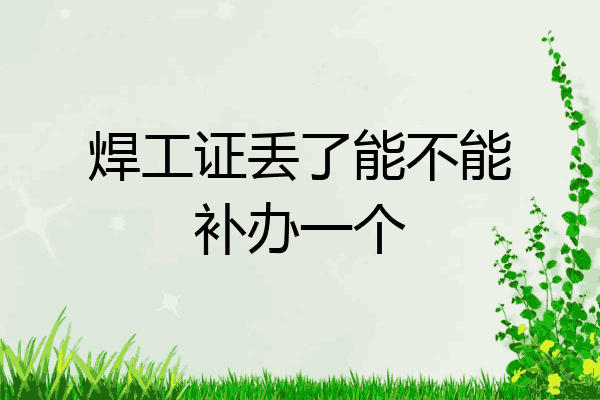 焊工证丢了能不能补办一个