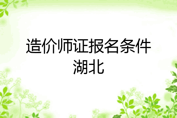 造价师证报名条件湖北