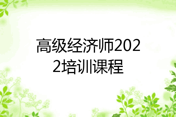 高级经济师2022培训课程