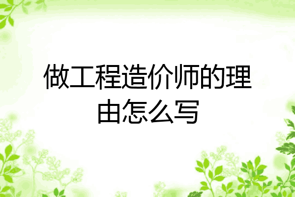 做工程造价师的理由怎么写