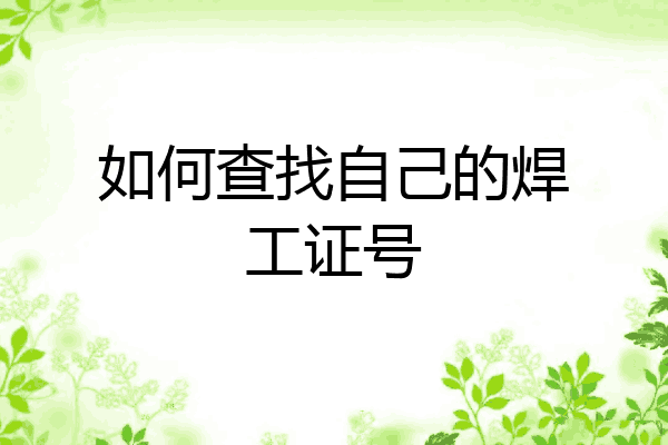 如何查找自己的焊工证号