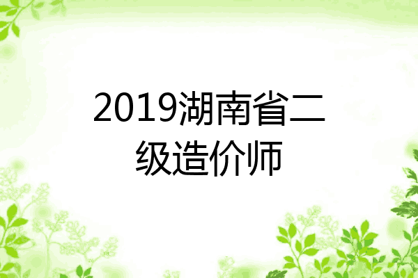 2019湖南省二级造价师