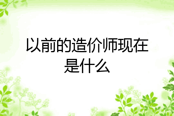 以前的造价师现在是什么